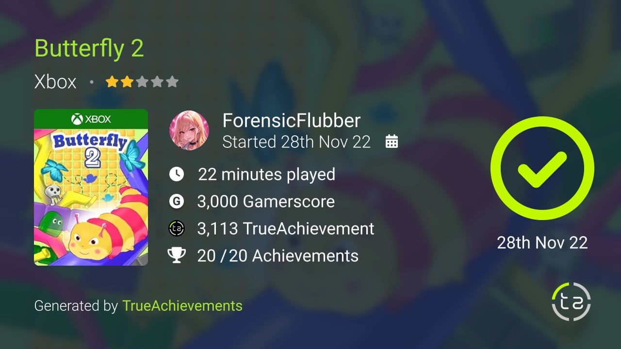 Butterfly 2 achievement summary